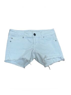 American Eagle Outfitters White Frayed Hem Denim Shorts